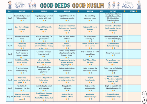Kids Good Deeds - Good Muslim Chart